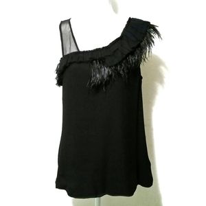 Robbi & Nikki Black Feather Tank Top Size M